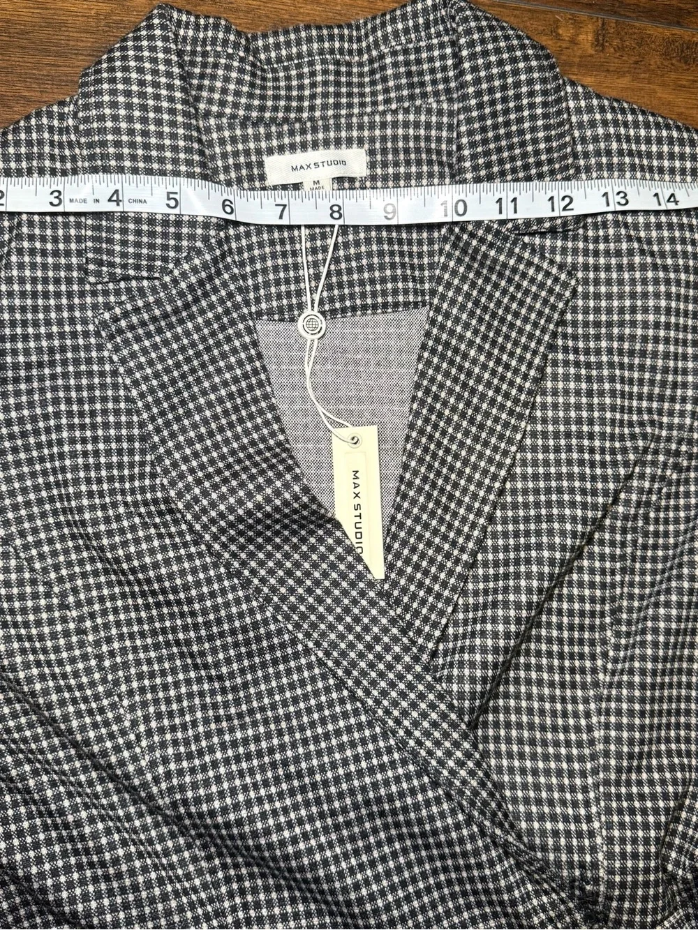 NWT Max Studio Checked Midi Blazer Dress Faux Wrap Long Sleeve Belted Business - Picture 14 of 15